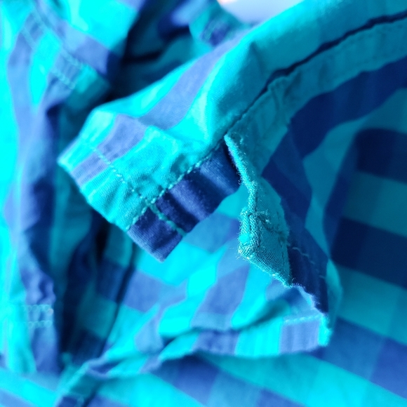 Duluth Trading Co Blue Teal Check Plaid Short Sleeve Button Down Collar, Large - Picture 11 of 12